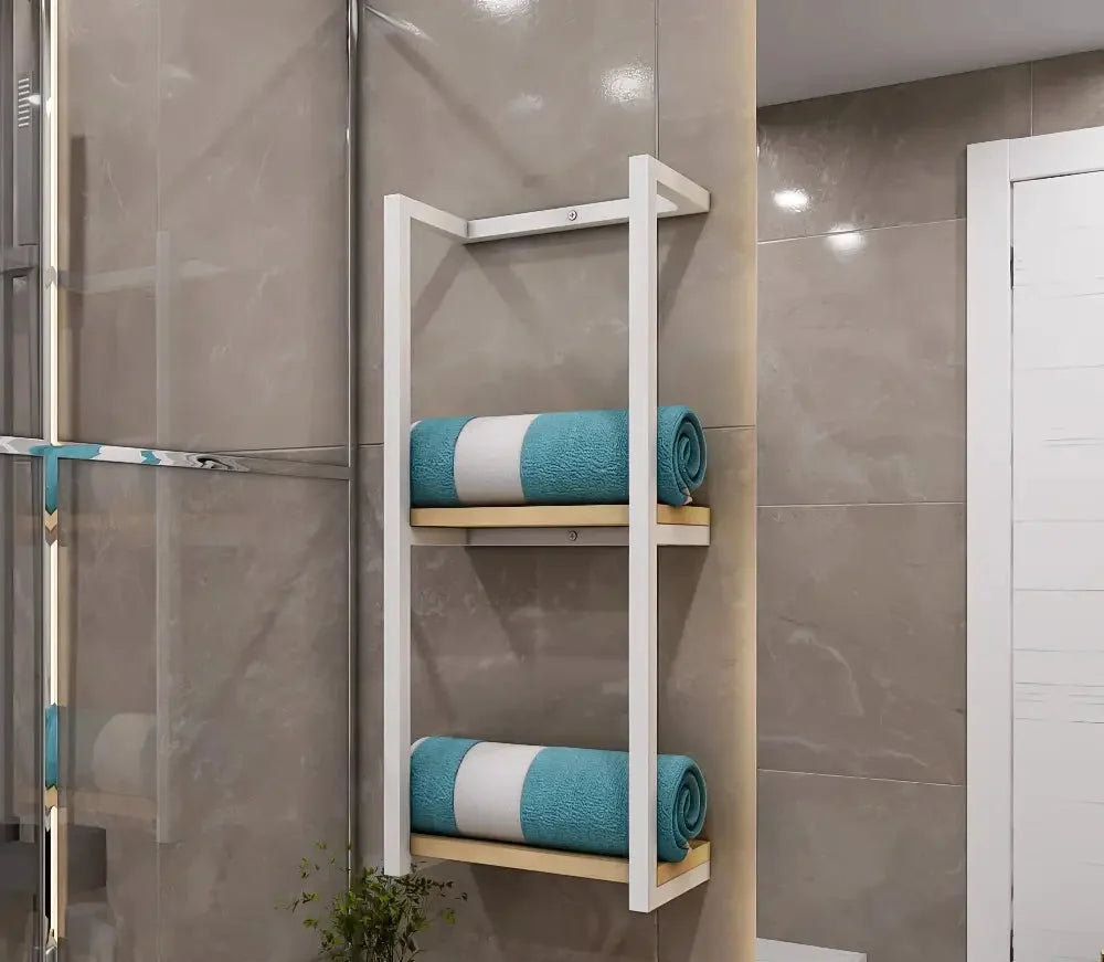 2-Tier Bathroom Shelf, Towel Storage for Bathroom